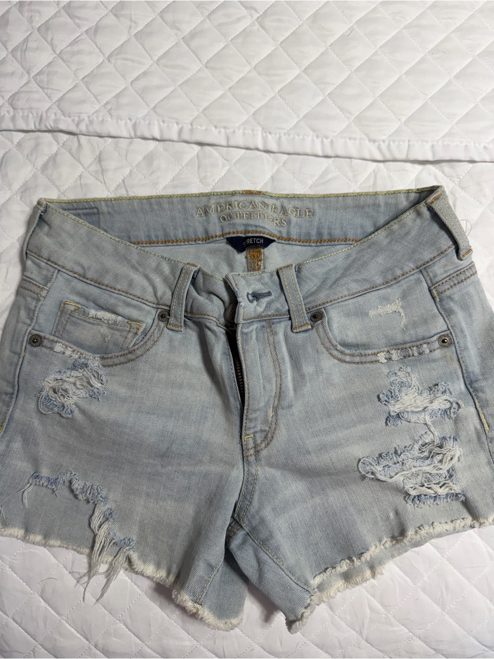 American Eagle Outfitters Light Blue Distressed Denim Cutoff Shorts